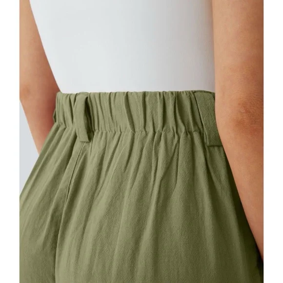 NWT Halara High Waisted Wide Leg Flowy Palazzo Casual Linen-Feel Pants - Picture 4 of 11